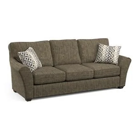 Contemporary Sofa with Flared Arms and Exposed Wood Feet